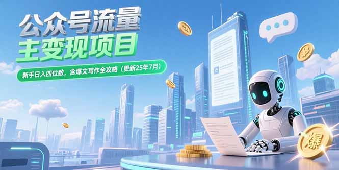 公众号流量主变现项目，新手日入四位数，含爆文写作全攻略(更新25年7月-百乐阁